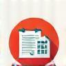 Stylized icon representing booking management with a calendar and checkmark