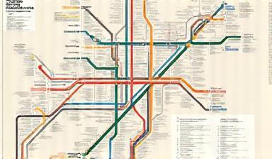 A stylized, simplified map of Tokyo's intricate train and subway lines with popular station names